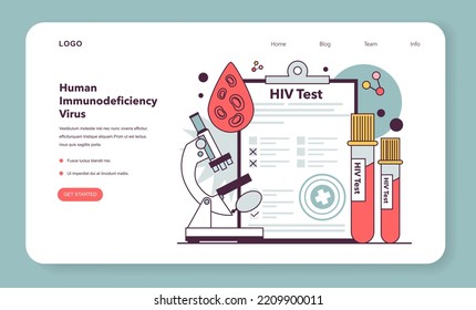 HIV Test. AiDs, Immunodeficiency Virus Laboratory Diagnostic. Dangerous Disease Transmission Awarenss. Flat Vector Illustration