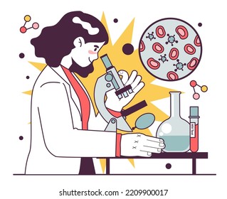 HIV Test. AiDs, Immunodeficiency Virus Laboratory Diagnostic. Dangerous Disease Transmission Awarenss. Flat Vector Illustration