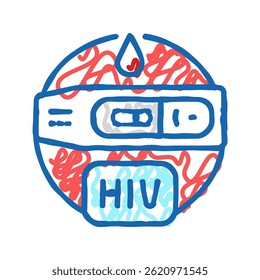 Vector de dibujo de icono de doodle de prueba de VIH. signo de examen de prueba de VIH. ilustración de símbolo aislado