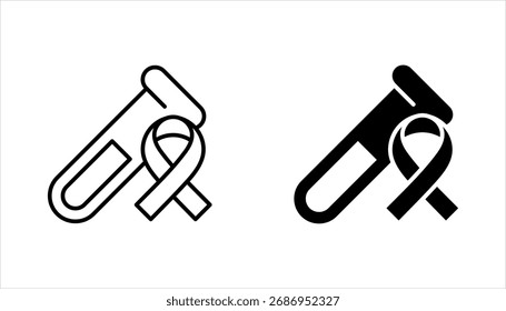 Conjunto de iconos lineales de prueba de VIH. Examen de sangre de laboratorio. Prueba rápida para el SIDA. Cheque médico. Ilustración vectorial sobre fondo blanco