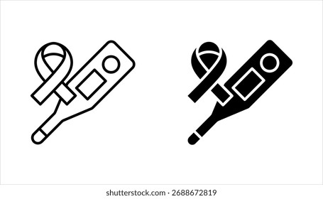 Conjunto de iconos lineales de prueba de VIH. Examen de sangre de laboratorio. Prueba rápida para el SIDA. Cheque médico. Ilustración vectorial sobre fondo blanco