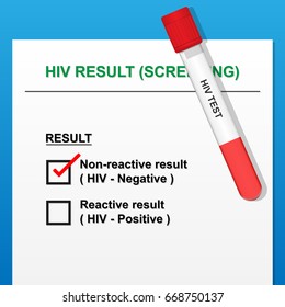 HIV Test Result with Vacutainer Contain Lab Diagnose Sexual Transmission