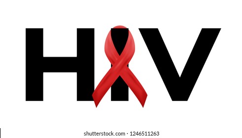 hiv vector and icon / red ribbon