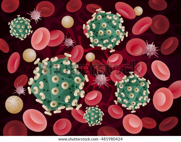 血中のhivウイルスに血小板 赤血球 白血球が含まれている ベクターイラスト のベクター画像素材 ロイヤリティフリー