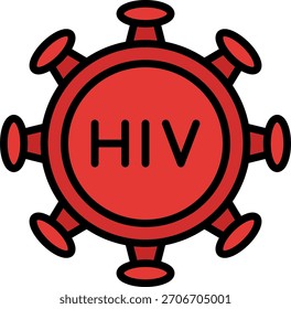 HIV virus vector design in modern style, medical awareness and disease prevention concept, healthcare research illustration. Filled Line Icon