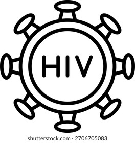 HIV virus vector design in modern style, medical awareness and disease prevention concept, healthcare research illustration. Line Icon