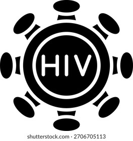 HIV virus vector design in modern style, medical awareness and disease prevention concept, healthcare research illustration. Glyph Icon