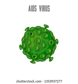 HIV/AIDS. Vector isolated microscopic view cartoon image of AIDS. Сan be used in medical illustrations. Outside view of virus.