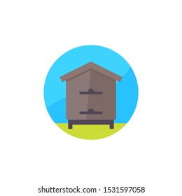 Hive, apiary icon, flat design