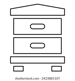 Hive bee house beehive apiary apiculture concept contour outline line icon black color vector illustration image thin flat style