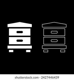 Hive bee house beehive apiary apiculture concept set icon white color vector illustration image solid fill outline contour line thin flat style