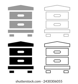 Hive bee house beehive apiary apiculture concept set icon grey black color vector illustration image solid fill outline contour line thin flat style