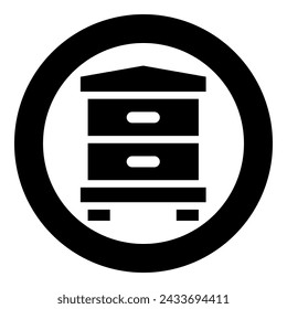 Hive bee house beehive apiary apiculture concept icon in circle round black color vector illustration image solid outline style