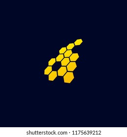 Hive bee perspective icon logo vector design template concept. isolated on black background