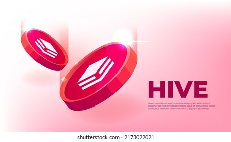 Hive coin cryptocurrency concept banner background.