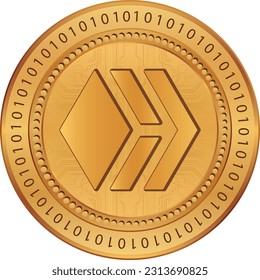 Hive cryptocurrency images with metal look on abstract background. 3D drawings.