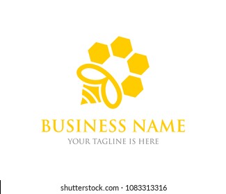 Hive Drink Honey Bee Logo Vector