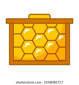 Hive frame line icon vector isolated. Concept of beekeeping and apiculture. Honeycomb pattern. Production of honey.