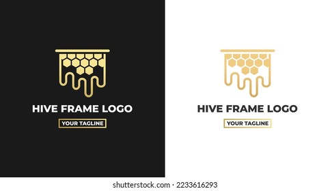 hive frame logo or elegant hive frame logo on white and black background. Simple hive frame logo. Suitable for brand logos related to honey products. Elegant Honey Logo.