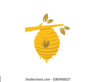 Hive Honeycombs Illustrations Logo Concept Bee Design Vector Golden
