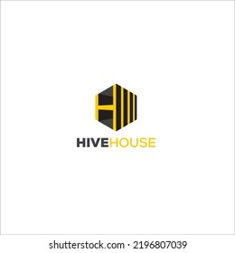 hive house yellow black vector logo template