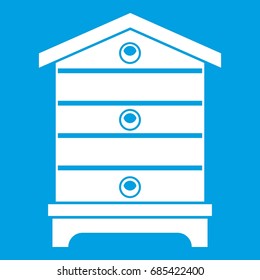 Hive icon white isolated on blue background vector illustration