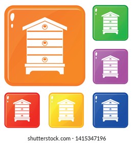 Hive icons set collection vector 6 color isolated on white background