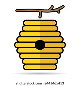 Hive natural shadow icon, bee web flat habitat sign, graphic vector illustration .