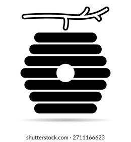 Biege natürlichen Schatten Symbol, Biene Web flachen Lebensraum Zeichen, grafische Vektorgrafik .
