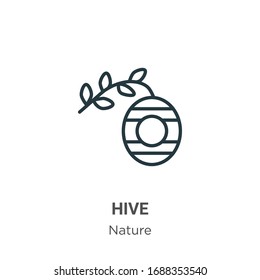 Hive outline vector icon. Thin line black hive icon, flat vector simple element illustration from editable nature concept isolated stroke on white background