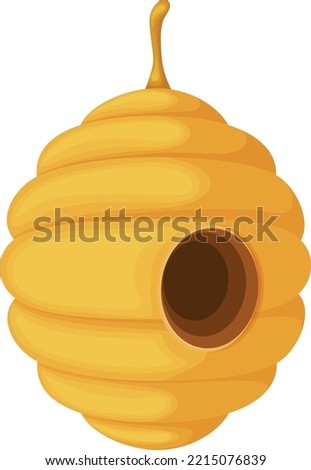 Hive. Yellow cartoon honey bee hive. A beehive. Vector illustration isolated on a white background