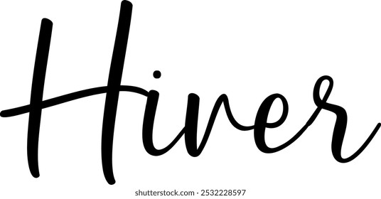 Hiver lettering design. Merry Christmas in France greeting holiday card.