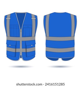 Hi-Vis safety vest mockup front and back view. Vest workwear