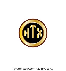 HIX Three letter logo design with gold color circle