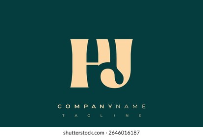 Diseño de logotipos de tipografía Abstractas creativa de HJ. Logotipo elegante que combina tipografía atrevida y Formas creativas, ideal para soluciones de marca e identidad.