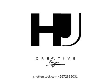 HJ Creative Minimalist Negative Space Latter Logo with Modern Monogram for Branding and Business Lettermark Logo with Initial Letters Logo Design for Branding.