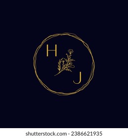 HJ elegant wedding initial logo in high quality professional design that will print well across any print media
