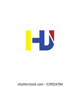 HJ flat initial letter logo combining yellow blue red