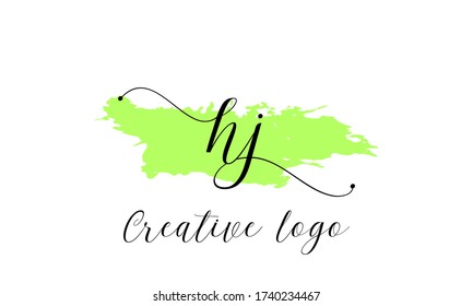 HJ H J Initial handwriting logo template
