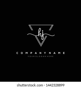 HJ handwriting initial logo template vector.