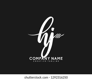 HJ Initial Handwriting Logo Template Vecto