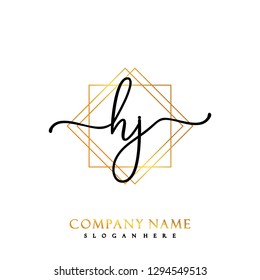 HJ Initial Handwriting logo template vector