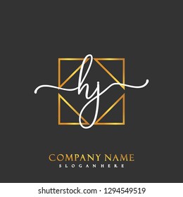 HJ Initial Handwriting logo template vector