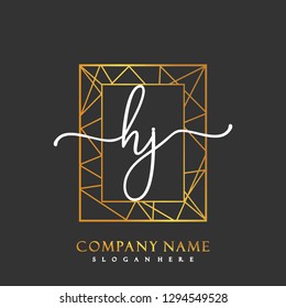 HJ Initial Handwriting logo template vector