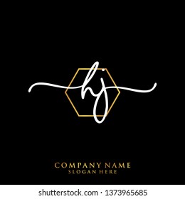 HJ Initial handwriting logo template