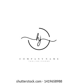HJ initial handwriting logo template vector