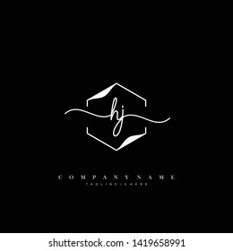 HJ initial handwriting logo template vector