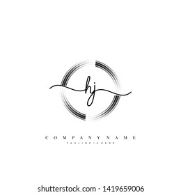 HJ initial handwriting logo template vector