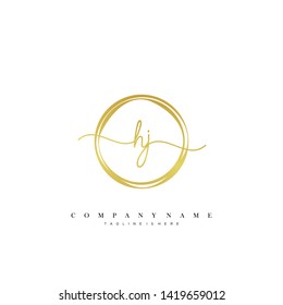 HJ initial handwriting logo template vector