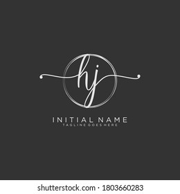 HJ Initial handwriting logo vector